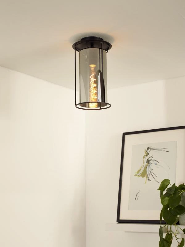 Lucide DOUNIA - Flush ceiling light - Ø 17 cm - 1xE27 - Black - ambiance 1